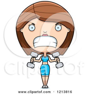 1213816-Cartoon-Of-An-Aggressive-Fitness-Personal-Trainer-Woman-Lifting-Weights-Royalty-Free-Vector-Clipart